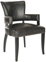Safavieh Desa Contemporary/Modern Faux Leather Upholstered Side Chair with Wood Frame, Antique Brown (23.6 in W x 26.4 in D x 35.4 in H)