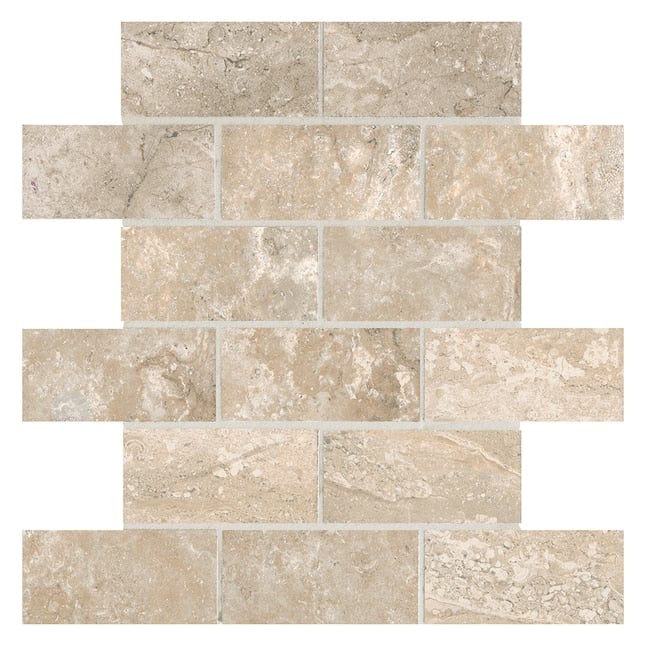 American Olean Laurel Heights Elevated Beige 12-in x 12-in Glazed Ceramic Brick Marble Look Floor and Wall Tile (12-sq. ft/ Carton)