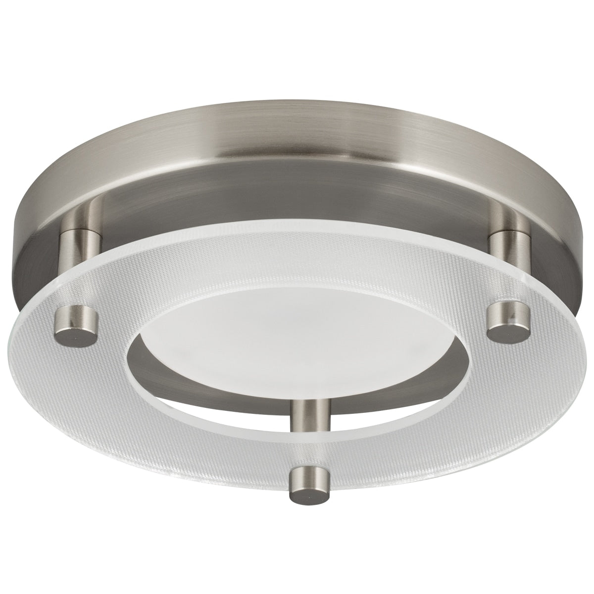 Progress Lighting 7.25-in Brushed Nickel Integrated LED Flush Mount Light, 3000K, 850 Lumens, Wet Rated