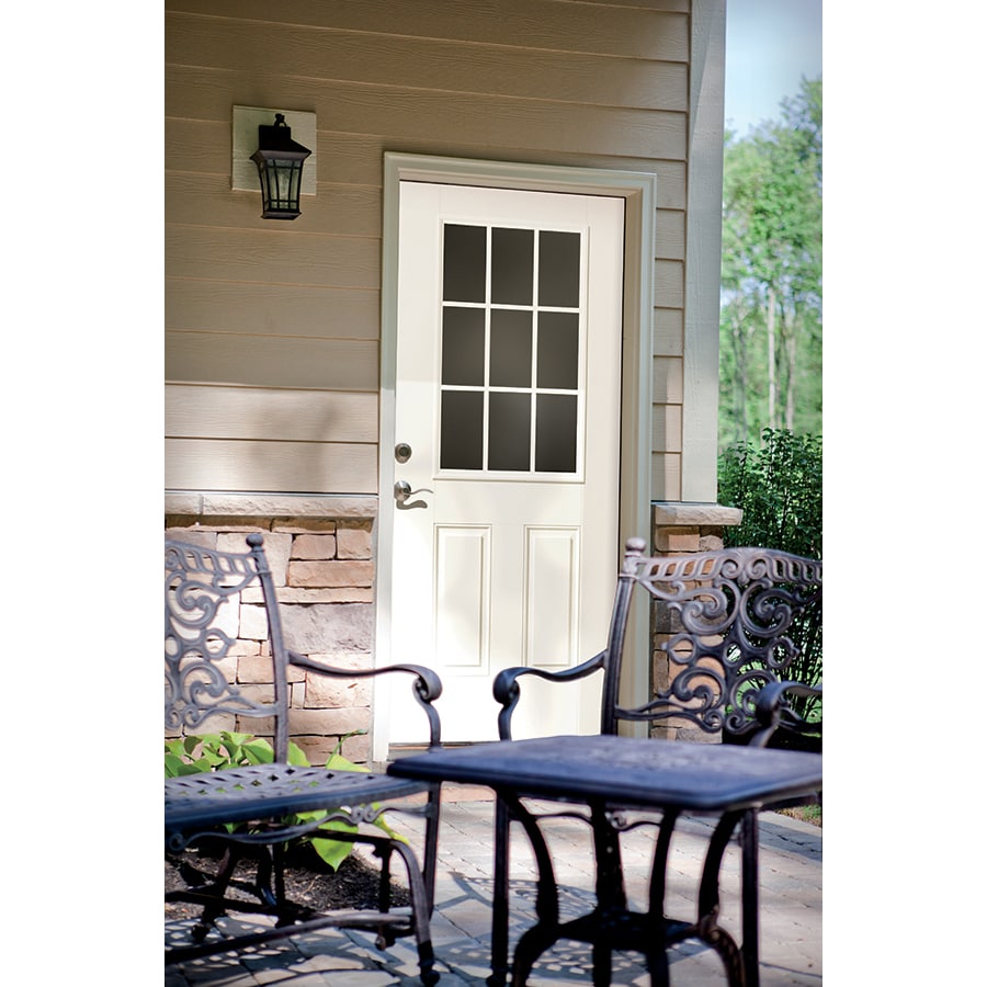 Therma-Tru Benchmark Doors 36-in x 80-in Fiberglass Half Lite Right-Hand Inswing Ready-to-Paint Prehung Single Front Door with Brickmould