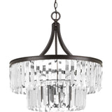 Progress Lighting Glimmer 5-Light Antique Bronze Traditional Clear Glass Drum Large Hanging Pendant Light