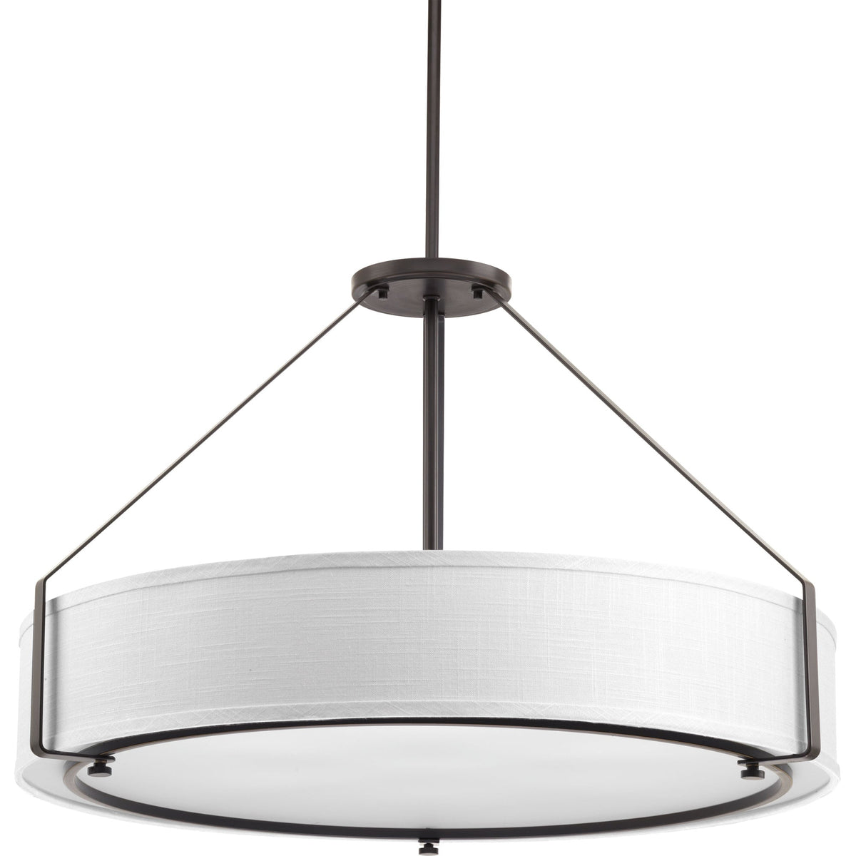 Progress Lighting Ratio 6-Light Antique Bronze Modern/Contemporary Etched Glass Drum Large Hanging Pendant Light