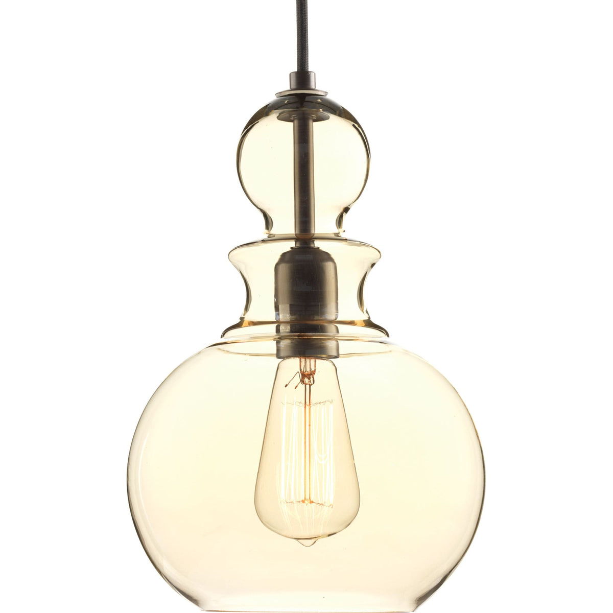 Progress Lighting Staunton 3-Light Antique Bronze Bohemian/Global Tinted Glass Globe Small Hanging Pendant Light