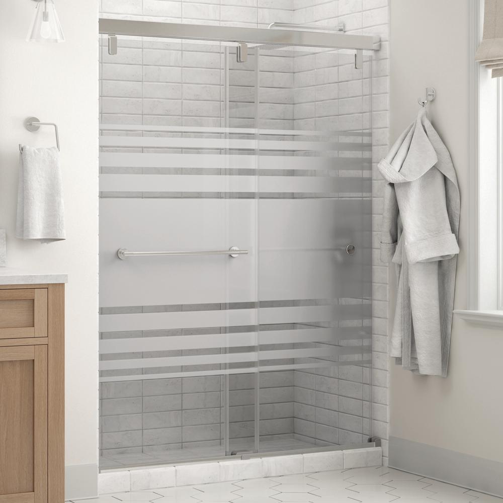 Lyndall 60 in. x 71-1/2 in. Frameless Mod Soft-Close Sliding Shower Door in Matte Black with 1/4 in. (6 mm) Clear Glass - Super Arbor