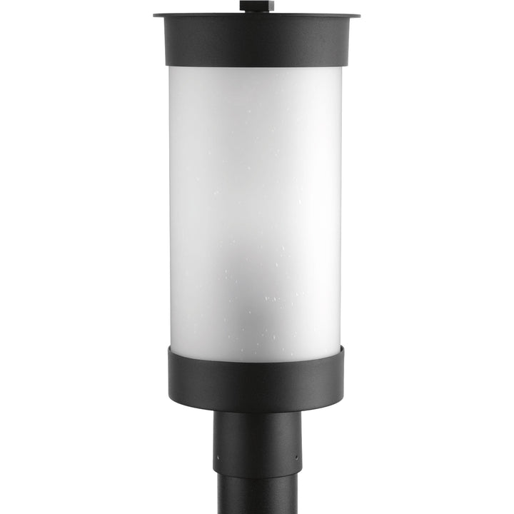 Progress Lighting Hawthorne 60-Watt 17.25-in Textured Black Outdoor Post Lantern, Etched Seeded Glass