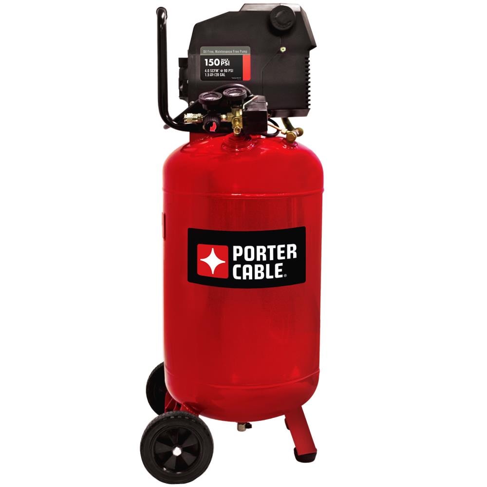 PORTER-CABLE 20-Gallon Single-Stage Portable Electric Vertical Air Compressor, 150 PSI, PXCMF220VW