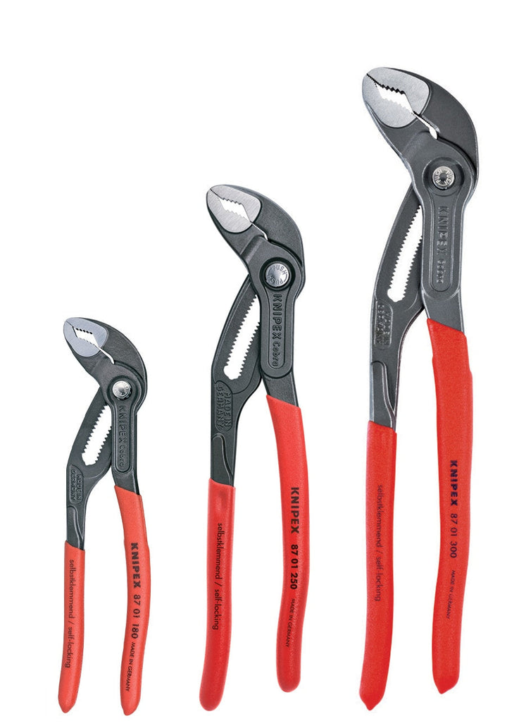 KNIPEX Cobra 3-Pack Tongue & Groove Plier Set, 7-1/4 in, 10 in, 12 in