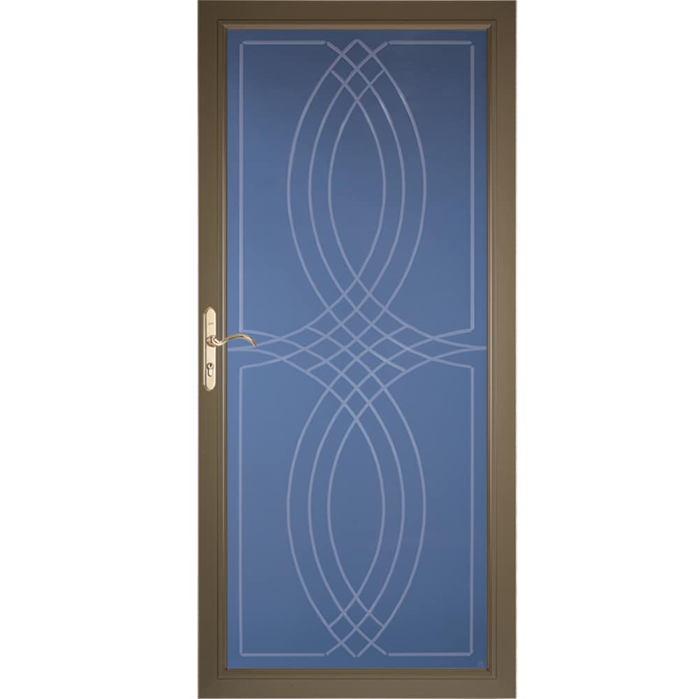 Pella Select 36-in x 81-in Portobello Full-View Aluminum Storm Door