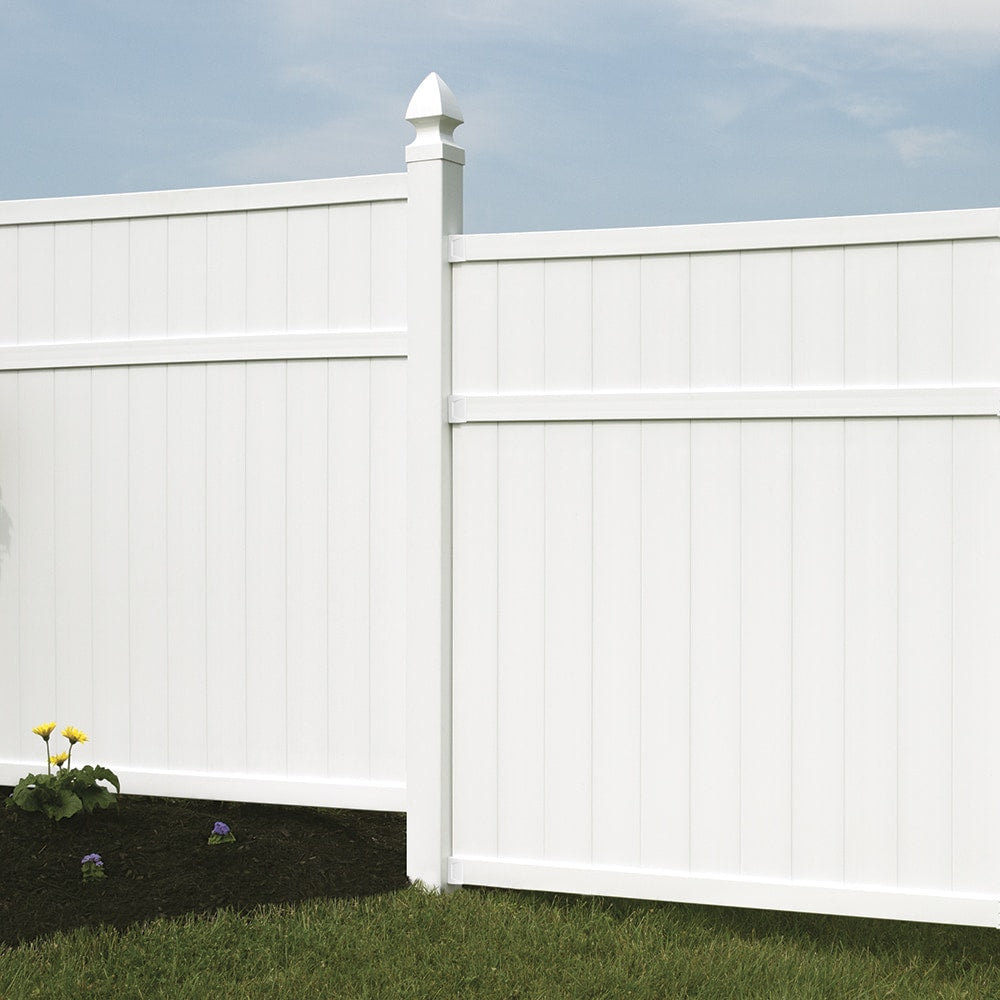 Freedom Brighton 6-ft H x 6-ft W White Privacy Vinyl Flat-top Fence Panel (Assembled)