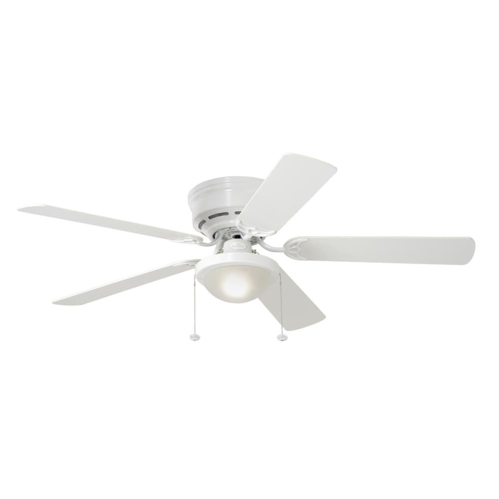 Harbor Breeze Armitage Builder Series 52-in White LED Indoor Flush Mount Ceiling Fan with Light Kit, 5-Blade