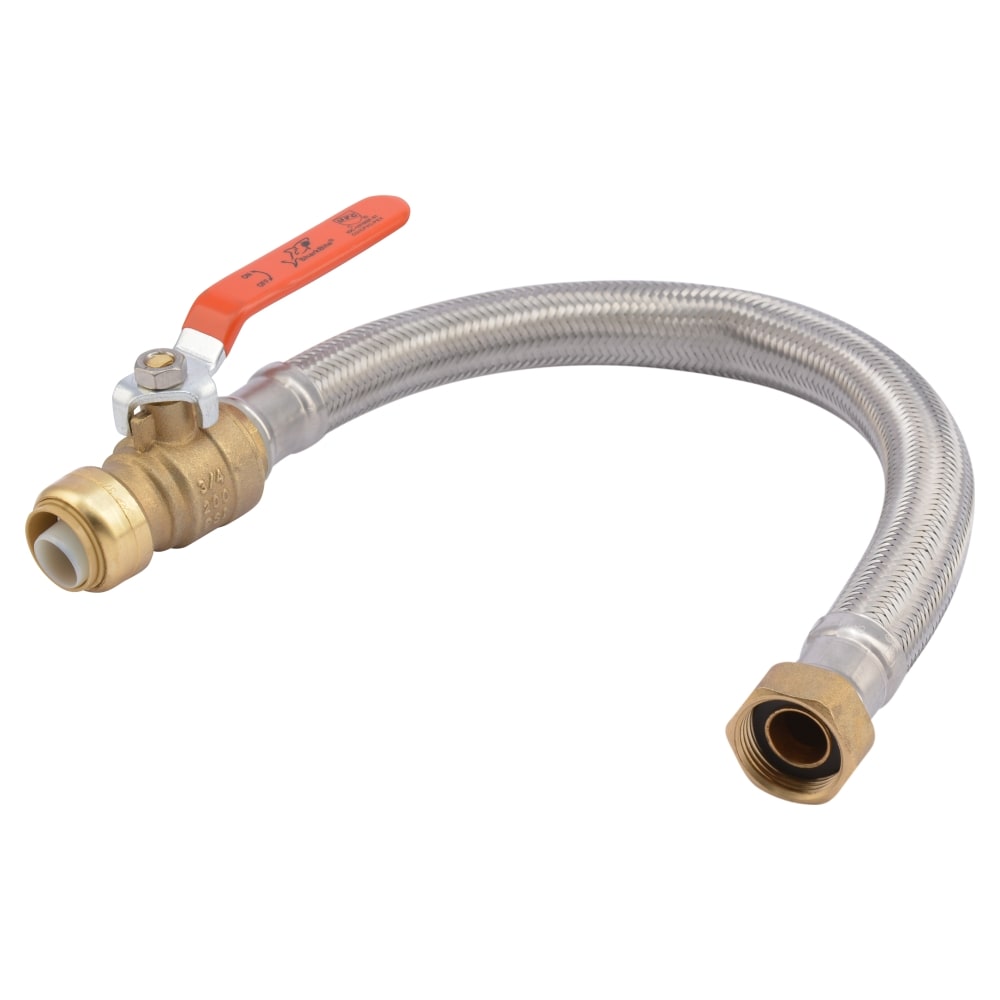 SharkBite 18-in L 3/4-in Push-to-Connect x 3/4-in FIP Braided Stainless Steel Water Heater Connector with Ball Valve