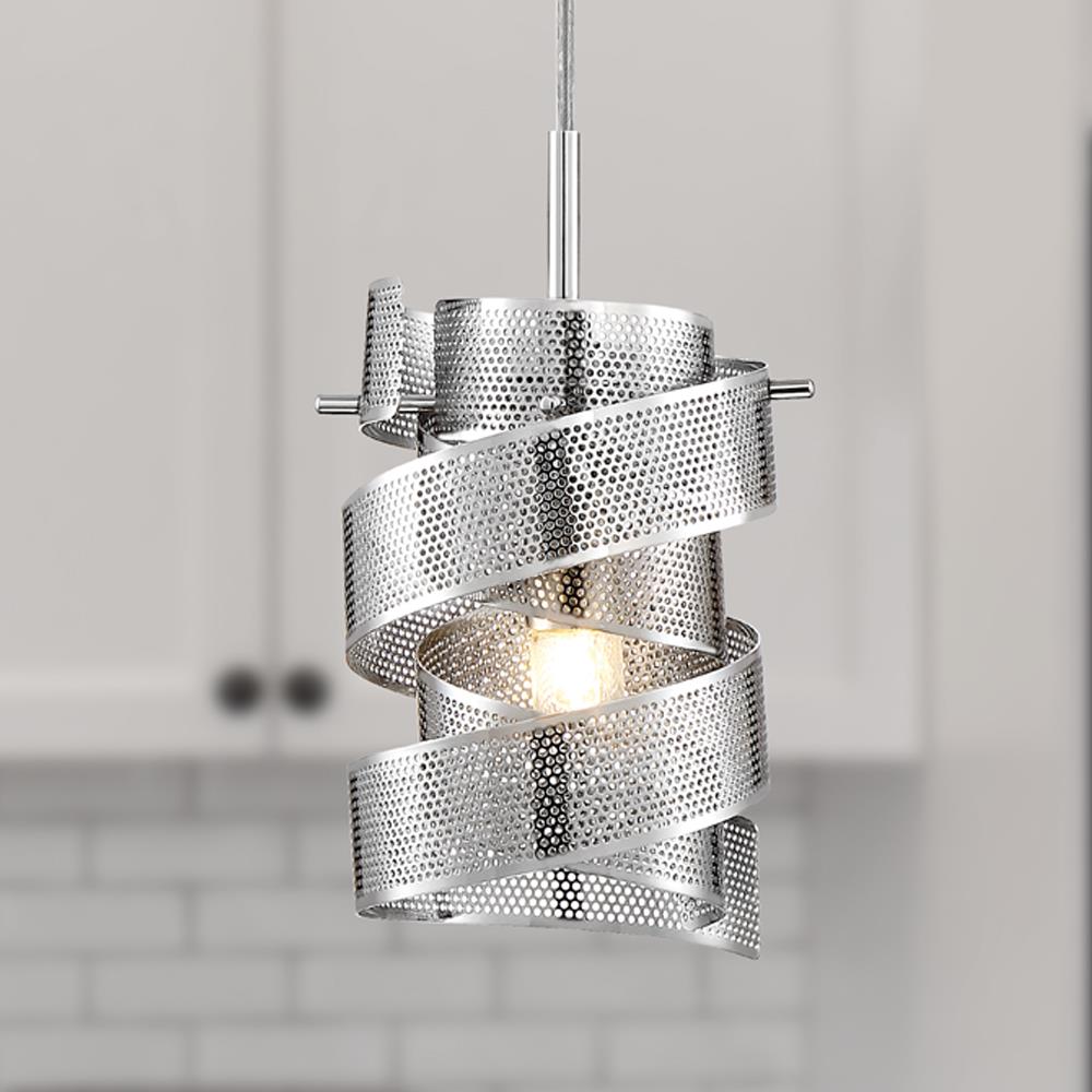 Quoizel Lace Polished Chrome Transitional Cylinder Mini Pendant Light, 1-Light
