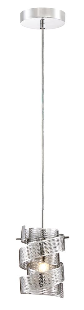 Quoizel Lace Polished Chrome Transitional Cylinder Mini Pendant Light, 1-Light
