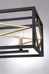 Quoizel Platform 5-Light Matte Black with Gold Linear Kitchen Island Chandelier, 60-in Downrods, Dimmable