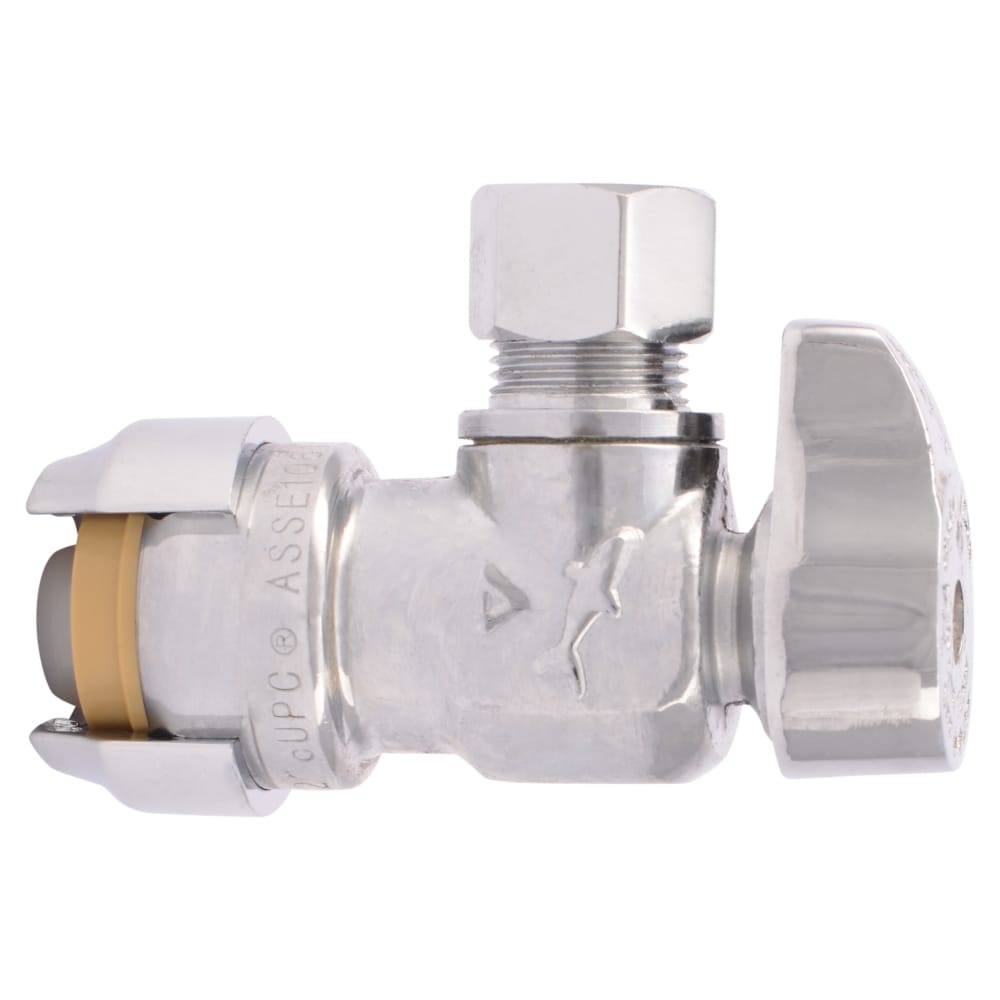 SharkBite 4-Pack Brass 1/2-in Push-to-Connect x 3/8-in OD Compression Quarter Turn Angle Valve