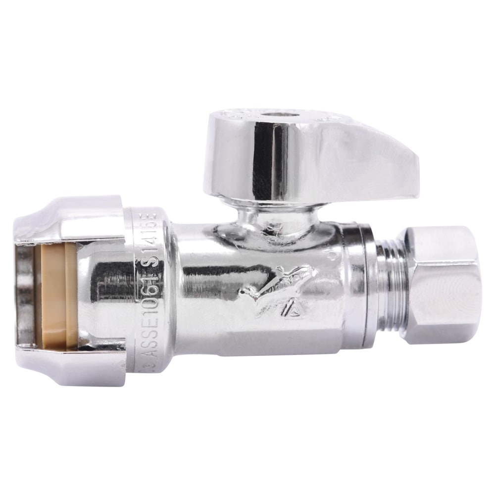 SharkBite 4-Pack Brass 1/2-in Push-to-Connect x 3/8-in OD Compression Quarter Turn Straight Valve