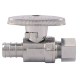 SharkBite Chrome 1/2-in PEX Barb x 3/8-in OD Compression Quarter Turn Straight Valve