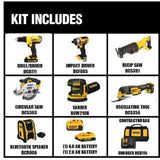 20-Volt MAX Lithium-Ion Cordless Combo Kit (7-Tool) with 2 Ahr Battery, 4 Ahr Battery, Charger and Bag - Super Arbor