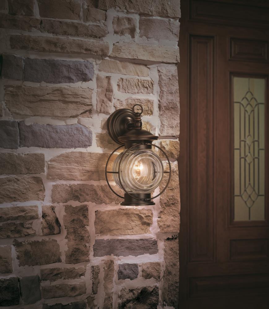 Portfolio Caliburn 13.62-in H Oil-Rubbed Bronze Outdoor Wall Lantern, Medium Base (E-26)