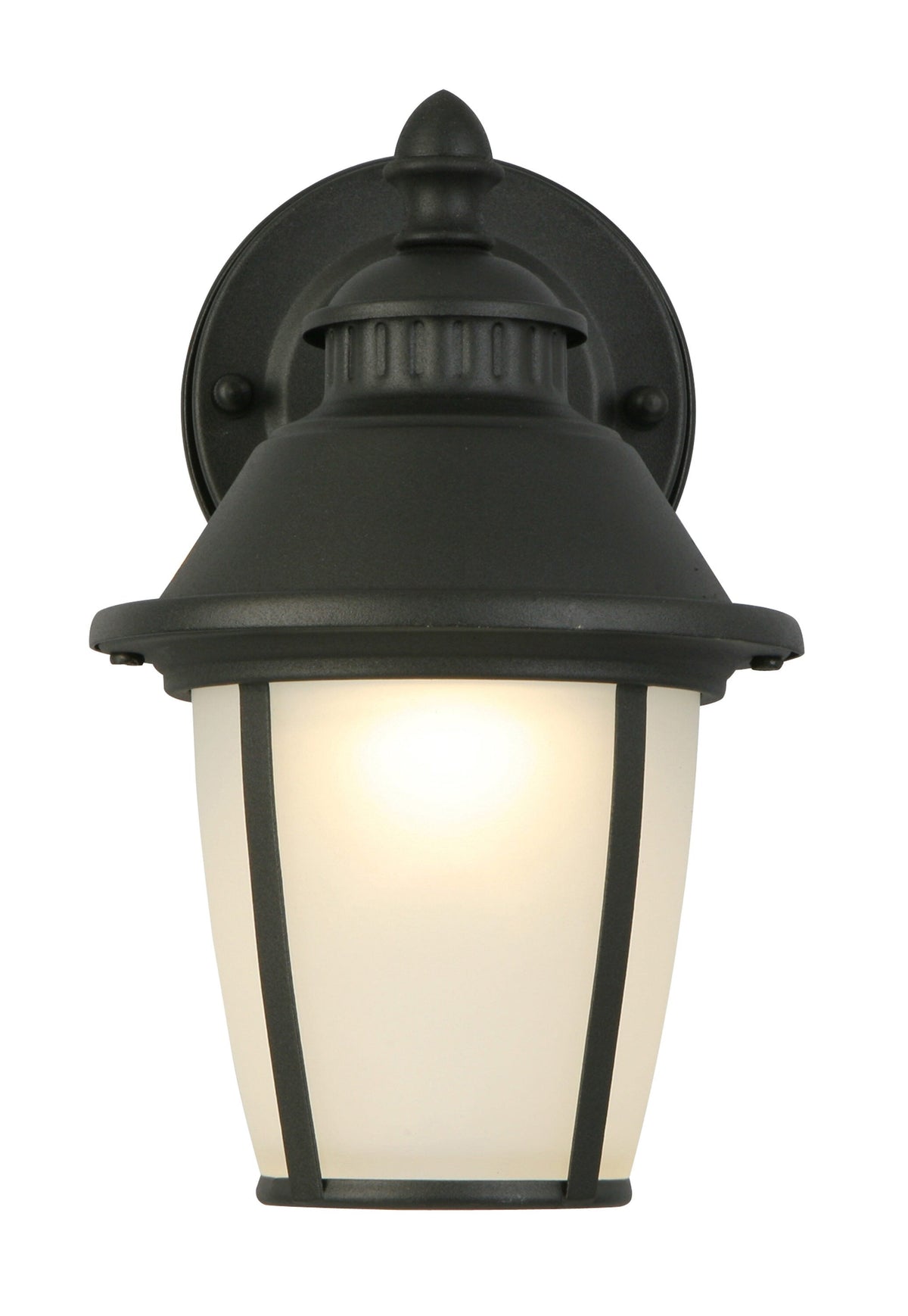 Portfolio Camforth 9.12-in H Matte Black Integrated LED Outdoor Wall Lantern, Hardwired