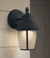 Portfolio Camforth 9.12-in H Matte Black Integrated LED Outdoor Wall Lantern, Hardwired