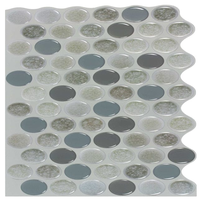 Peel&Stick Mosaics Oval Mist 10-in x 10-in Glossy Composite Circular Peel and Stick Wall Tile (0.67-sq. ft/ Piece)
