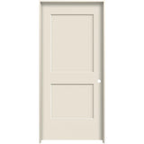 JELD-WEN Monroe 32-in x 80-in Primed 2-Panel Square Solid Core Molded Composite Left-Hand Single Prehung Interior Door with Flat Jamb