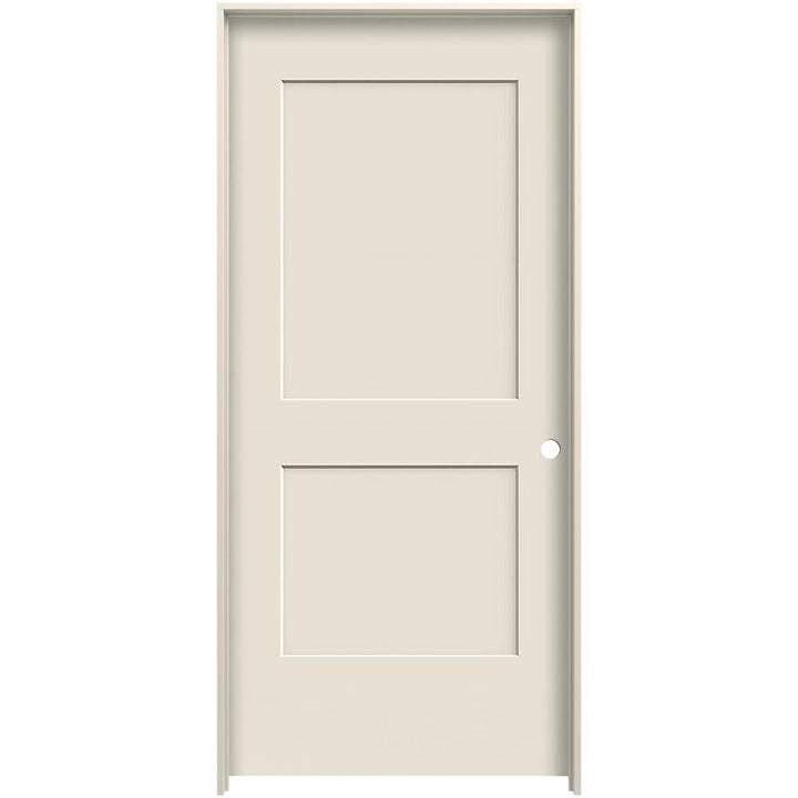 JELD-WEN Monroe 32-in x 80-in Primed 2-Panel Square Solid Core Molded Composite Left-Hand Single Prehung Interior Door with Flat Jamb