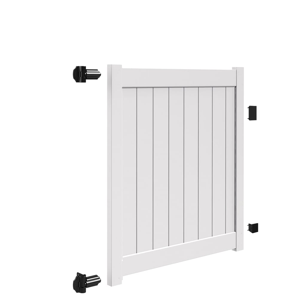 Freedom Bolton 5-ft H x 5-ft W White Vinyl Fence Gate (Unassembled)