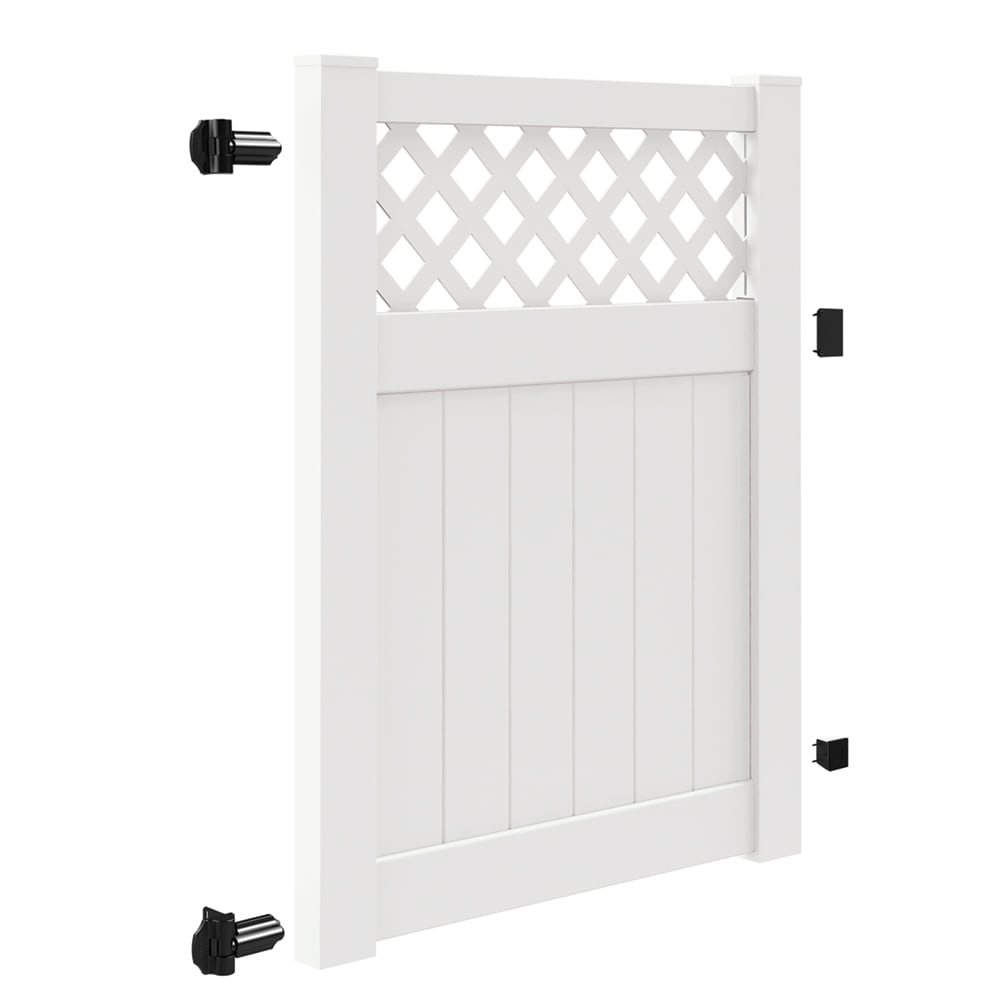 Freedom Conway 5-ft H x 4-ft W White Vinyl Fence Gate Kit (Unassembled)