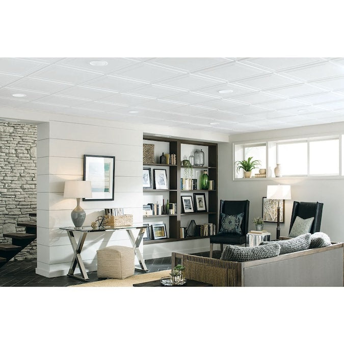 Armstrong Ceilings Single Raised Panel White Mineral Fiber Drop Ceiling Tile Sample