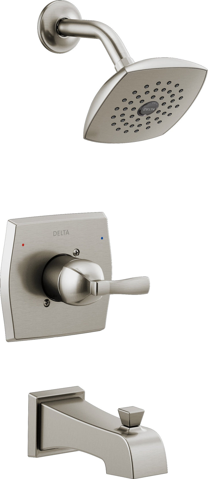 Delta Flynn Stainless 1-Handle Bathtub and Shower Faucet with Valve, Single-Function 7.625-in Showerhead
