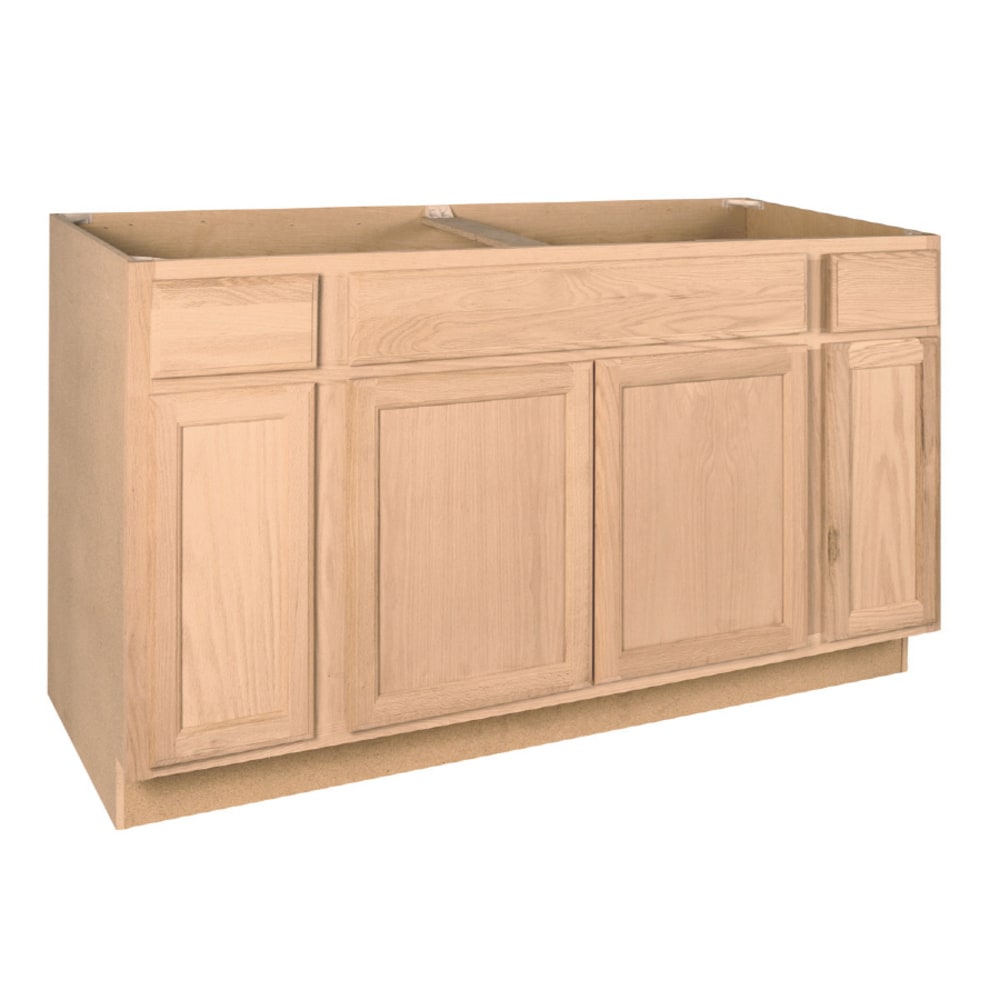 Opus Oak Brook 60-in Natural Unfinished Oak Sink Base Cabinet with 2 Drawers