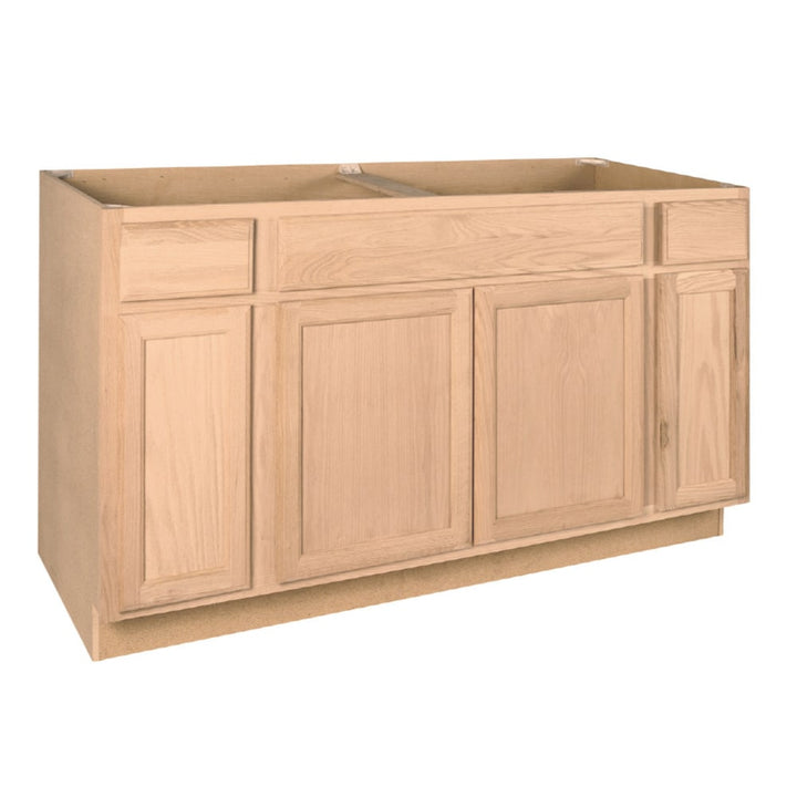 Opus Oak Brook 60-in Natural Unfinished Oak Sink Base Cabinet with 2 Drawers