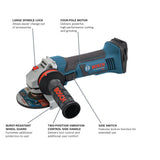 Bosch GWS18V-45 4.5-in 18-Volt Sliding Switch Cordless Angle Grinder (Tool Only)
