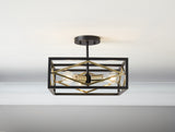 Quoizel Platform 14-in Black with Gold Modern/Contemporary Semi-flush Mount Light