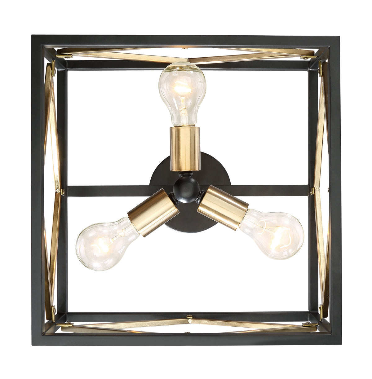 Quoizel Platform 14-in Black with Gold Modern/Contemporary Semi-flush Mount Light