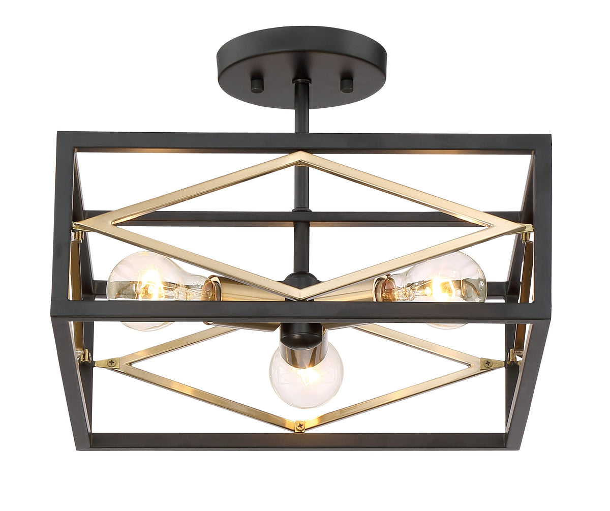 Quoizel Platform 14-in Black with Gold Modern/Contemporary Semi-flush Mount Light