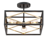 Quoizel Platform 14-in Black with Gold Modern/Contemporary Semi-flush Mount Light