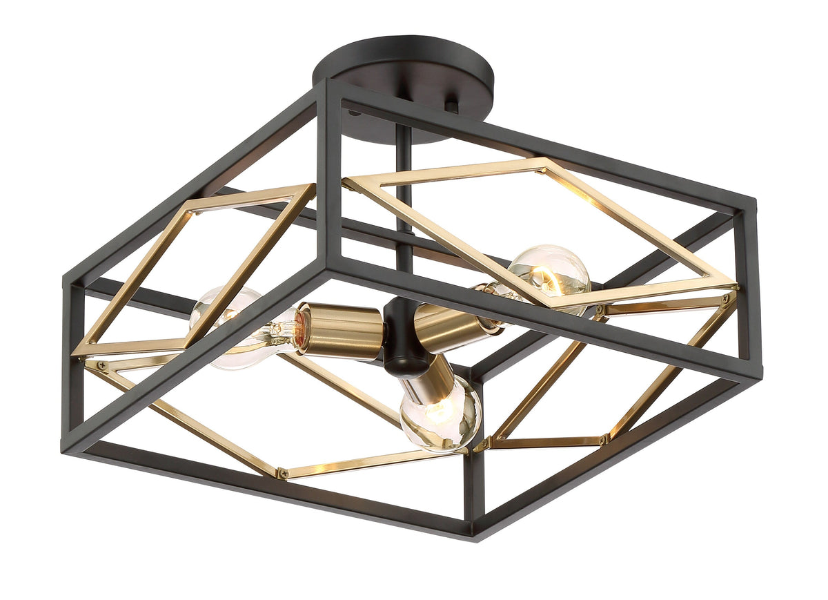 Quoizel Platform 14-in Black with Gold Modern/Contemporary Semi-flush Mount Light