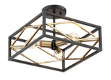 Quoizel Platform 14-in Black with Gold Modern/Contemporary Semi-flush Mount Light