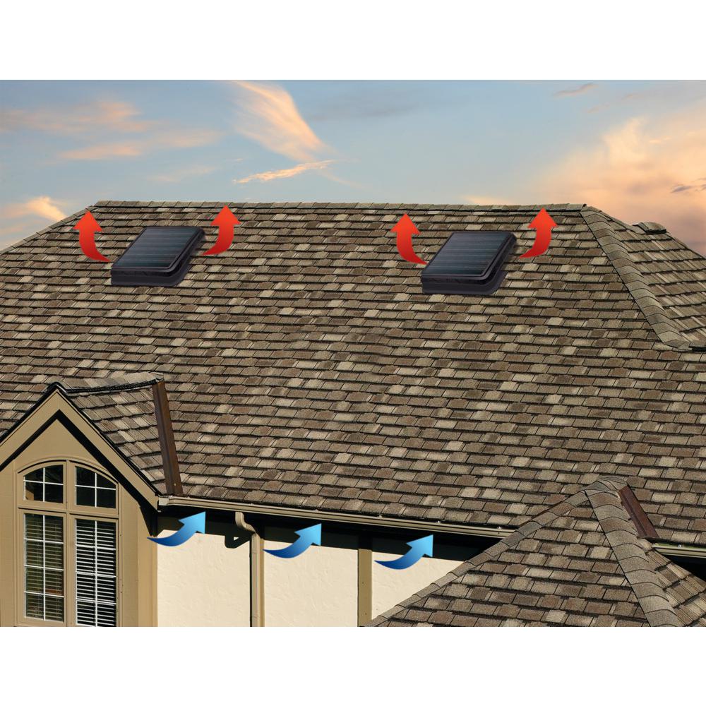 750 CFM Black Resin Solar Powered Attic Fan with Adjustable Thermostat - Super Arbor