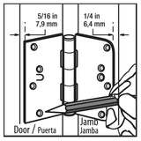 4 in. Oil Rubbed Bronze Half Square Corner and Half 5/8 in. Radius Security Door Hinge