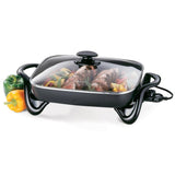 16 in. Black Non-Stick Electric Skillet with Lid