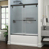 Lyndall 60 x 59-1/4 in. Frameless Mod Soft-Close Sliding Bathtub Door in Nickel with 3/8 in. (10mm) Clear Glass - Super Arbor