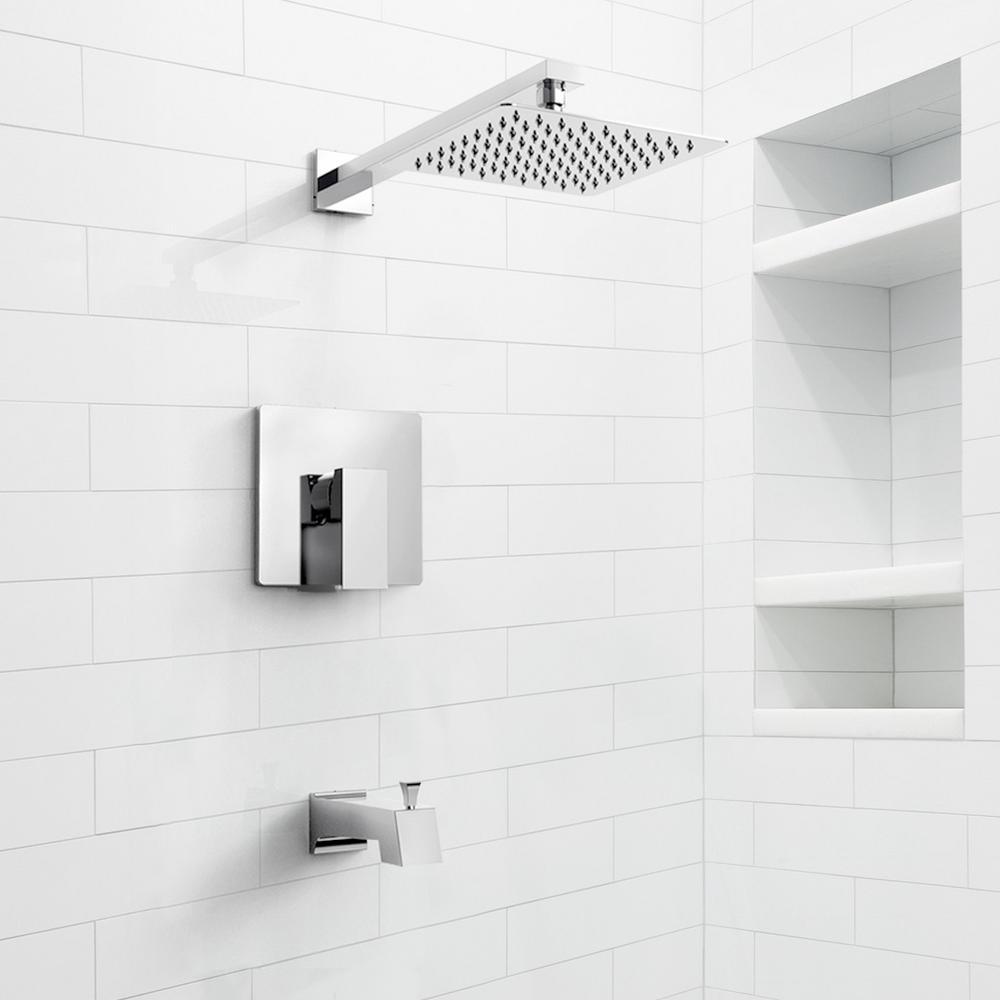 1-Spray 8 in. Wall Mount Showerhead Shower Set in Brushed Nickel - Super Arbor