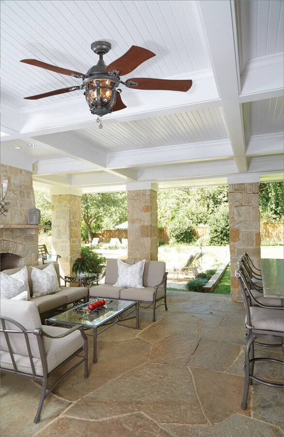 Harbor Breeze Lake Placido 52-in Black Iron Indoor/Outdoor Ceiling Fan with Light, 5-Blade, Incandescent