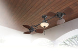 Harbor Breeze Twin Breeze II 74-in Oil-Rubbed Bronze Incandescent Indoor/Outdoor Ceiling Fan with Light (6-Blade)