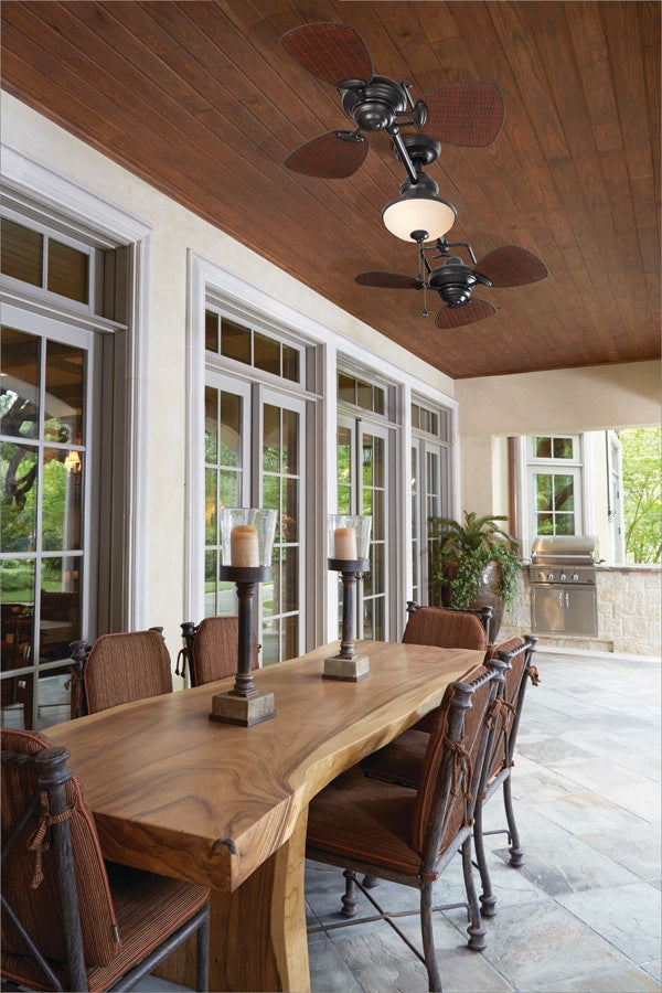 Harbor Breeze Twin Breeze II 74-in Oil-Rubbed Bronze Incandescent Indoor/Outdoor Ceiling Fan with Light (6-Blade)