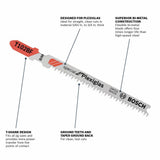 Bosch 3-Pack 3-5/8-in T-Shank Bi-Metal Jigsaw Blades, 13 TPI (Model T102BF)